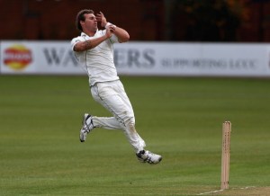 LEICESTER, ENGLAND - MAY 12: Doug Bracewell of New Zealand in action during day four of the tour match between England Lions and New Zealand at Grace Road on May 12, 2013 in Leicester, England. (Photo by Matthew Lewis/Getty Images)